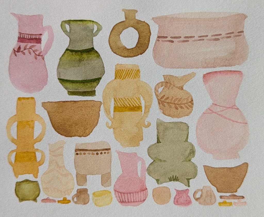 Jars, 2024, watercolor, 5” x 3”